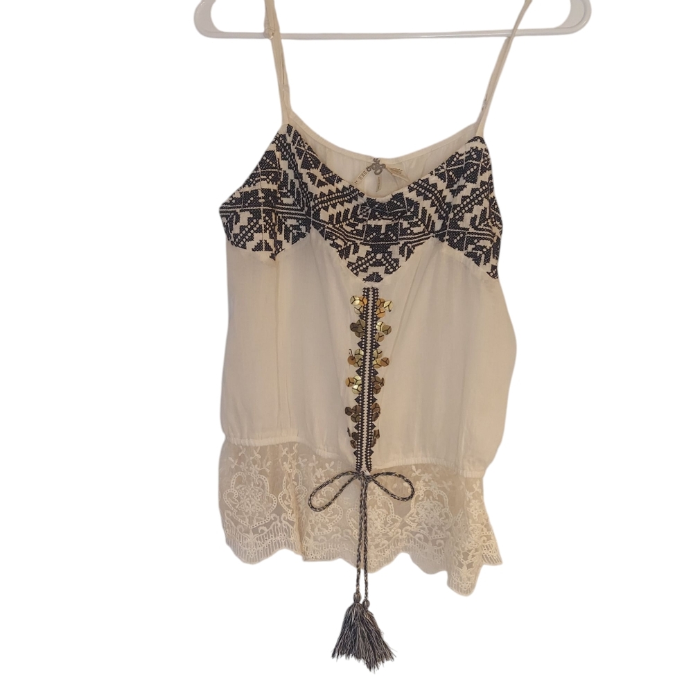 BKE Embroidered Lace Trim Cami/Tank Size L GUC